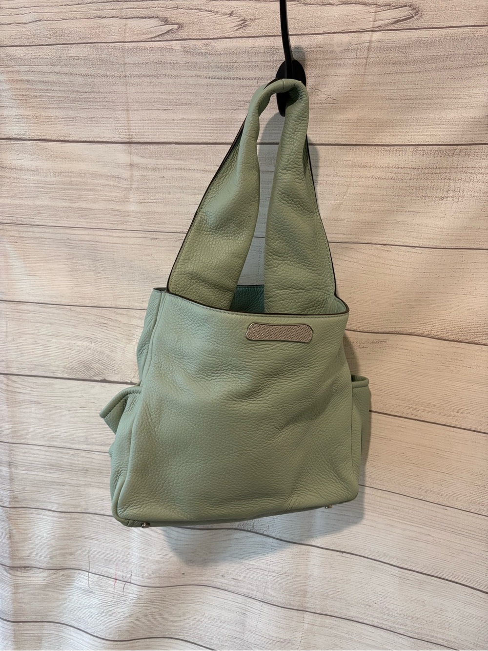 Donna Karan Mint Green Pebbled Leather Hobo Bag - Picture 5 of 11